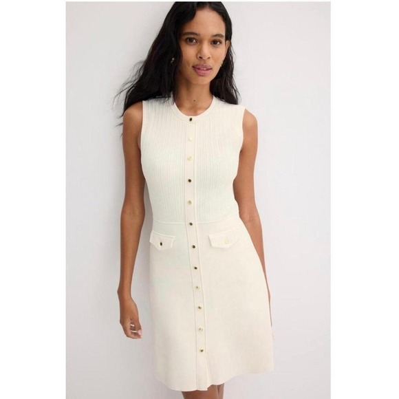 Sandro Dresses & Skirts - Sandro Cream Sleeveless Button-Front Knit Dress